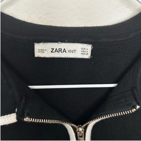 Zara Black & White Knit Skirt & Top Set Contrast Piping - Picture 12 of 12